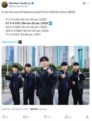 KT áp sát một thành tích của T1 sau trận thắng CFO tại CKTG 2025- Ảnh 2.